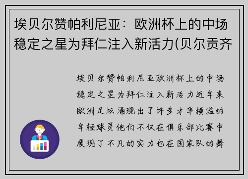 埃贝尔赞帕利尼亚：欧洲杯上的中场稳定之星为拜仁注入新活力(贝尔贡齐评价帕瓦罗蒂)